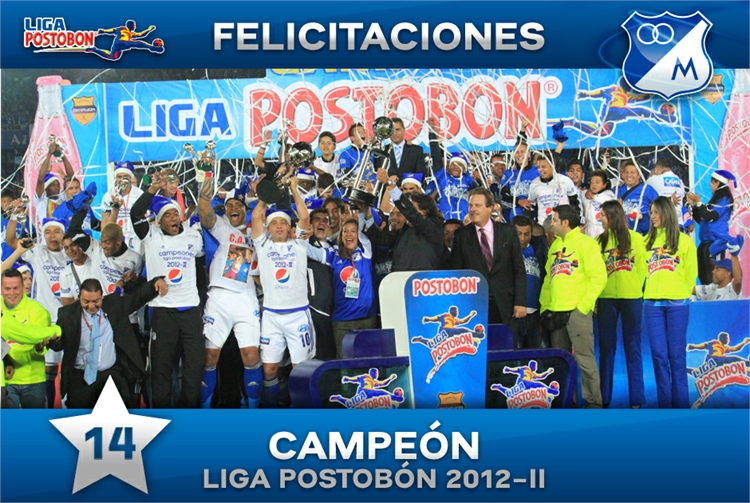 ¡Millos Campeón! Llegó la estrella 14 para los azules. Goles 3 MILLOS CAMPE N1