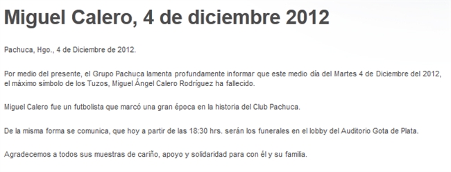 comunicado muerte de miguel calero