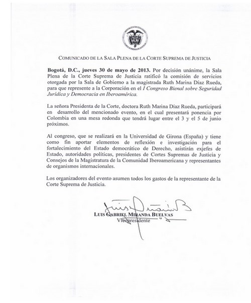 Oficio de autorización a la Magistrada Correa.