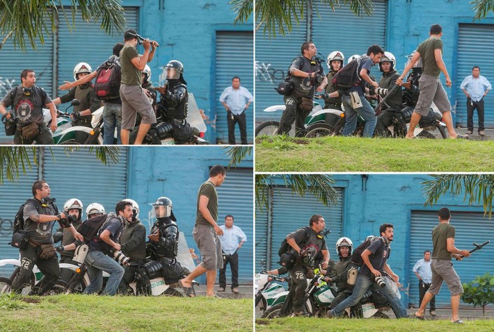 Momento de la agresión a un periodista en la ciudad de Medellín| Foto Facebook