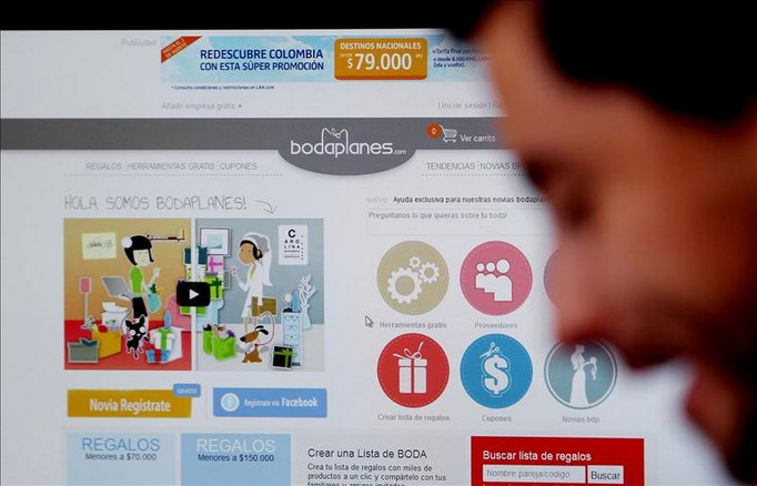 Fotografía de la pantalla de inicio de www.bodaplanes.com, un portal que busca "simplificar los procesos de un matrimonio y ayudar a ahorrar tiempo y dinero" a las novias trabajadoras.