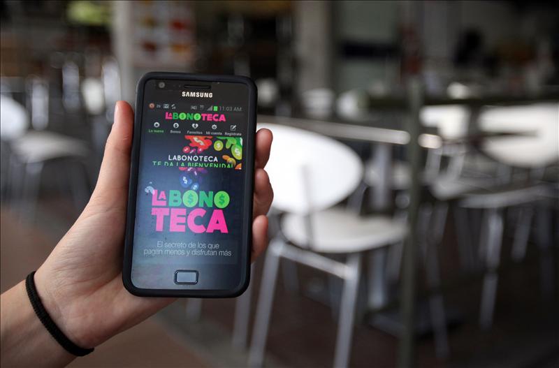 Aplicación de cupones La Bonoteca, desarrollada por colombianos. Permite a los usuarios generar en dos clic un código con el que se redime un descuento en una tienda afiliada, y se sustituye así el tradicional sistema de recortar el bono de un impreso.