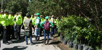 Policía realiza actividad ecológica y de protección al medio ambiente en Envigado