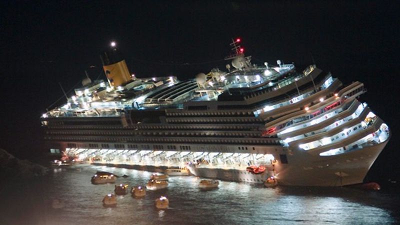 Noche del naufragio del Costa Concordia, el 13 de enero de 2012