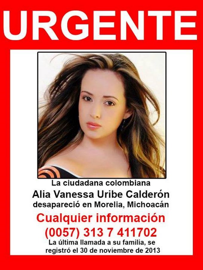 La colombiana Alia Vanessa Uribe Calderón está desaparecida en México