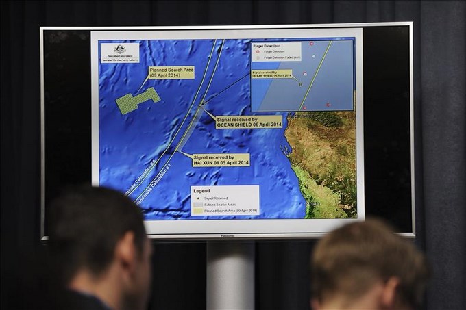 Gráfico de la zona donde se busca el avión malasio desaparecido
