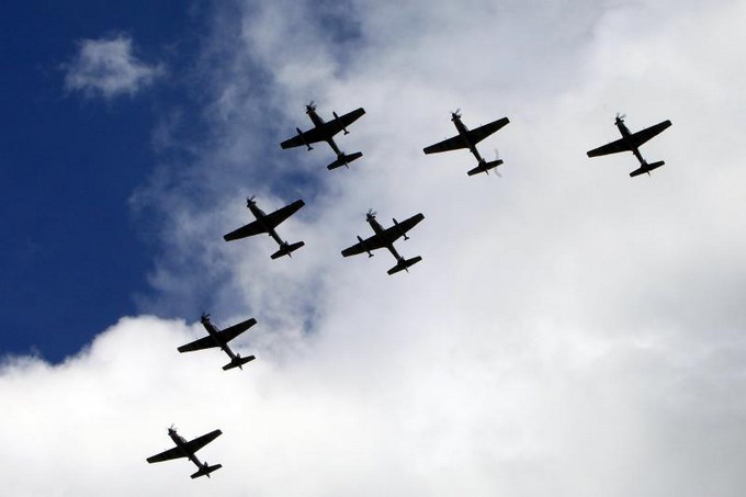 En la imagen, aviones Super Tucano de la Fuerza Aérea Colombiana (FAC)