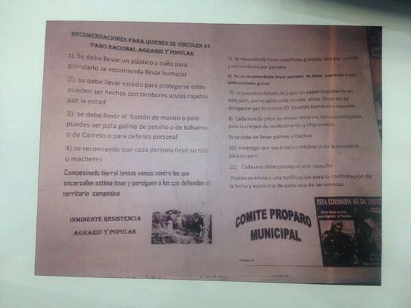 panfleto paro nacional