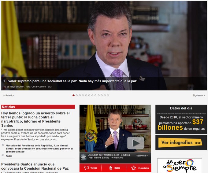 Captura de imagen de la web presidencial