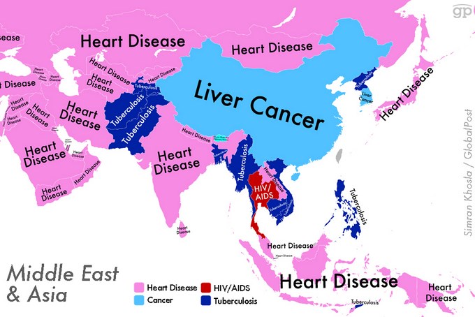 Mapa muestra las enfermedades de las que se puede morir dependiendo del país donde se vive 13 2cmt1h (Copiar)