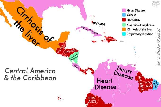 Mapa muestra las enfermedades de las que se puede morir dependiendo del país donde se vive 16 315d5x2 (Copiar)