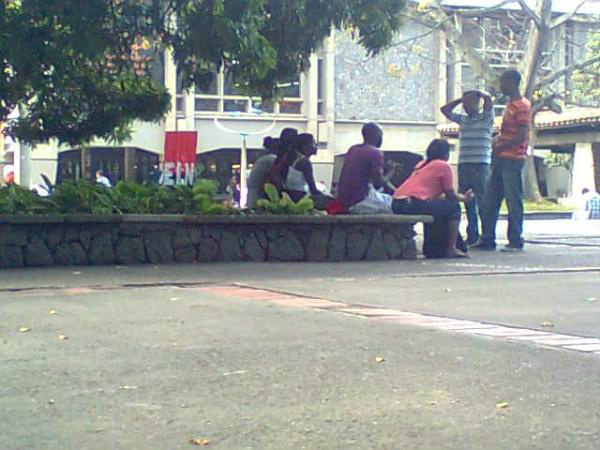 Bandera del ELN en Plazoleta de la Universidad de Antioquia. Foto: Twitter