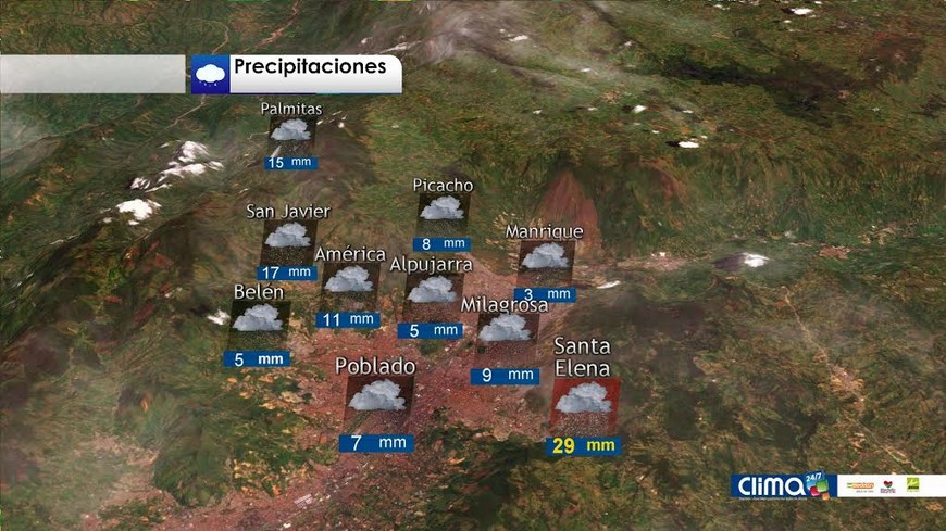 Clima 24/7: Reporte de lluvias en el Valle de Aburrá 2 mapa de lluvias en medellin
