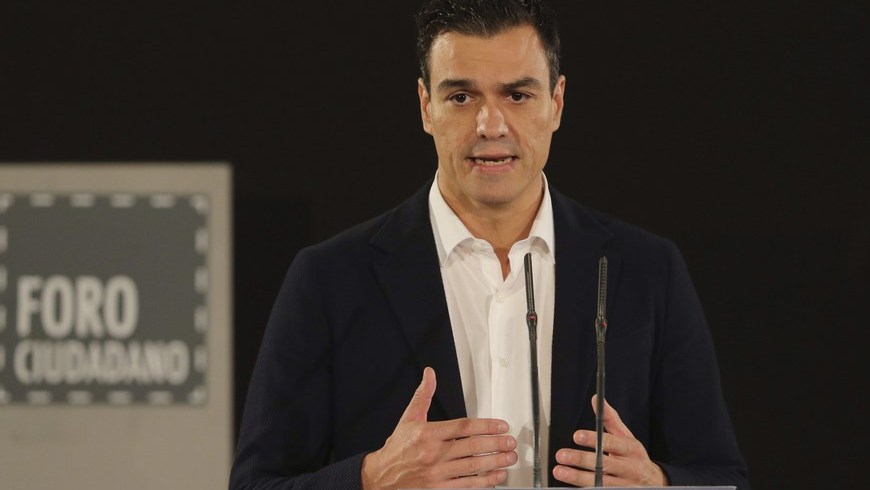 El secretario general del PSOE, Pedro Sánchez, en su intervención en el Foro Ciudadano de Limpieza y Calidad Democrática, el pasado 10 de octubre. EFE/Archivo