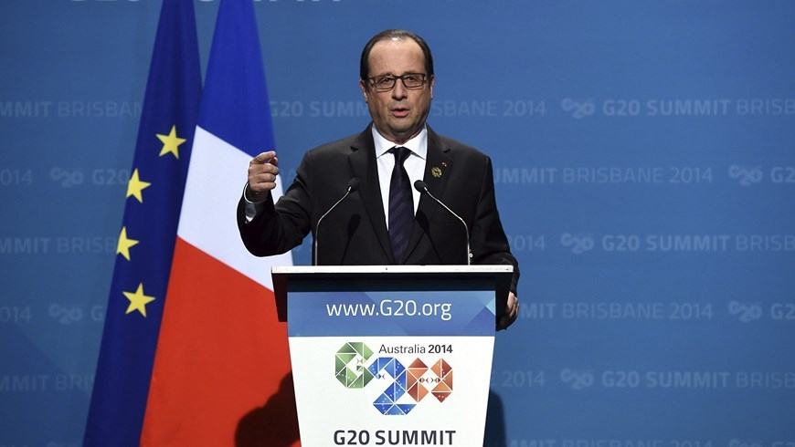 Francois Hollande, presidente de Francia, en la cumbre del G20 en Brisbane (Australia). Foto: EFE