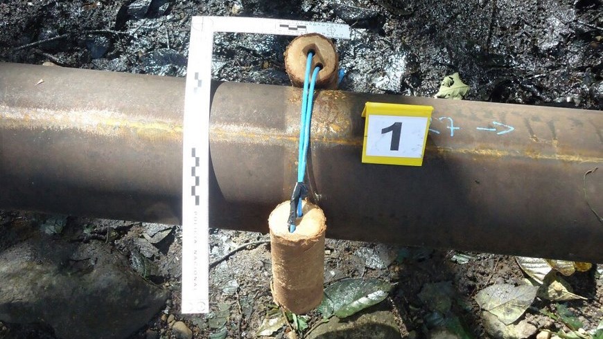 Explosivos en el oleoducto Ocho. Foto: Ejército