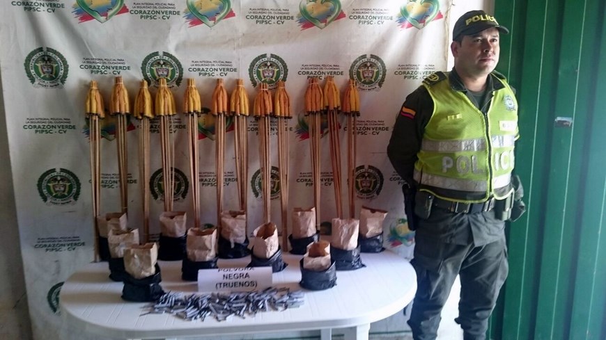 Pólvora incautada en Guarne. Foto: Policía Antioquia