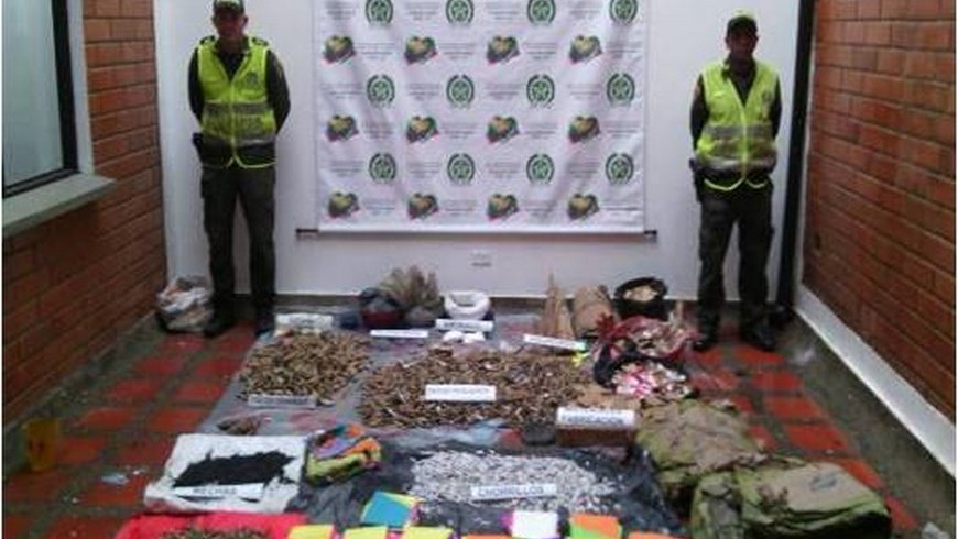 Pólvora incautada en La Unión. Foto: Policía Antioquia