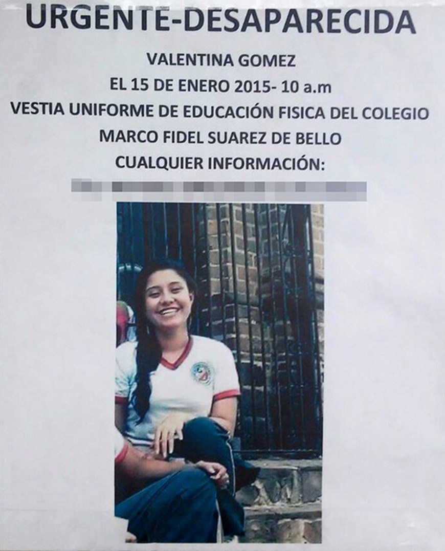 A estudiante desaparecida la encontraron degollada en una vereda de Bello 21 Con este aviso buscaban a Valentina en Bello.