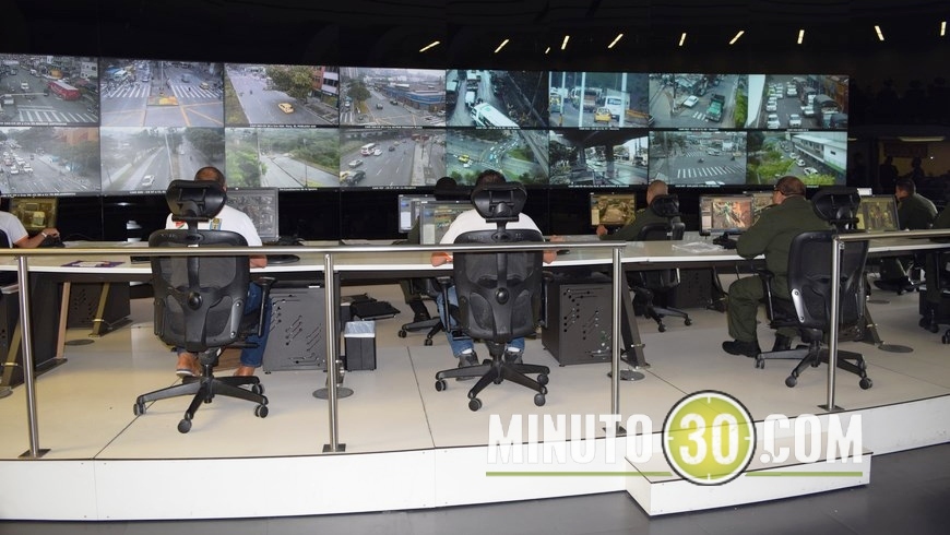 Centro de monitoreo de las cámaras de seguridad de Medellín.