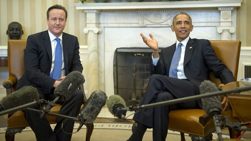Barack Obama junto al primer ministro británico, David Cameron. Foto: EFE