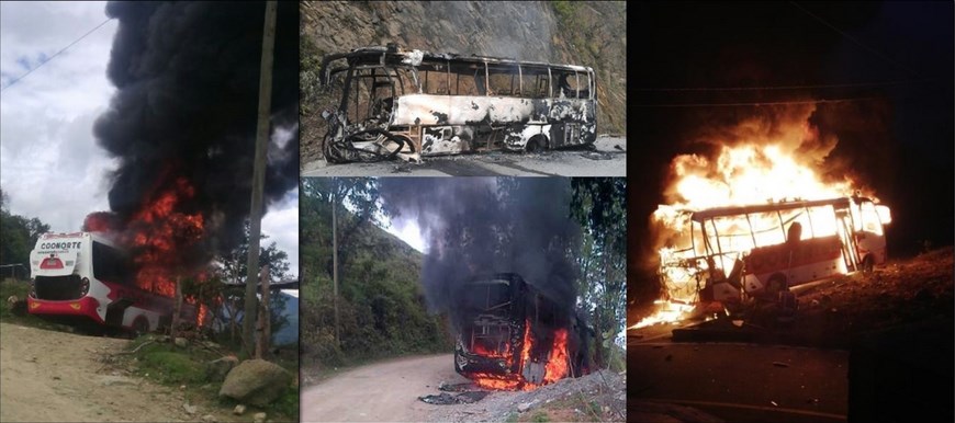 El autor de las quemas de buses en el Norte de Antioquia fue capturado en Toledo 4 Buses quemados por alias 'Negro bocagrande'. Foto: Ejército