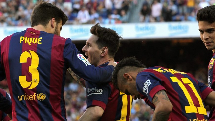 Messi pudo celebrar luego de un primer tiempo que pareció frustrante. EFE.