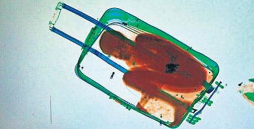 Imagen del escáner fronteriz que permitió descubir al menor dentro de una maleta. Cortesía.