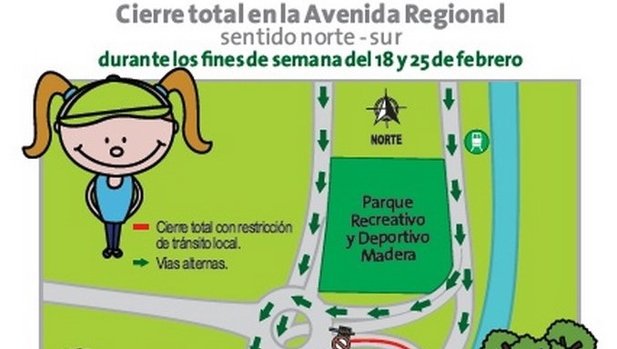 ¡Recuerden! Cierre total de la avenida Regional, en sentido norte - sur, por obras del Proyecto Ramales