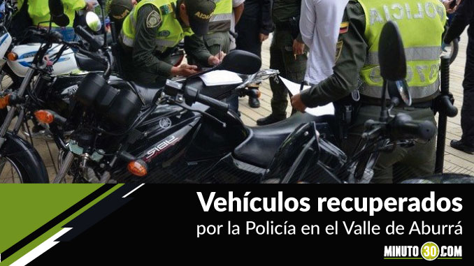 Vehículos recuperados en el Valle de Aburrá.