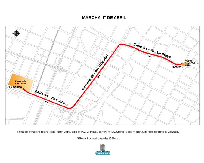 Recorrido Marcha 1 de abril.