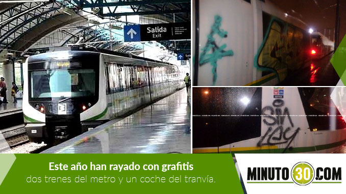 Metro rayado con grafitis.
