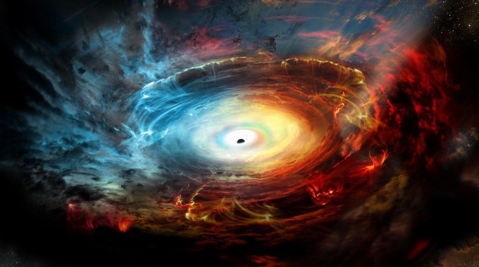 Impresión artística cedida por el Observatorio Nacional Radioastronómico (NRAO) que muestra una impresión artículo del corazón de la galaxia NGC 1068. EFE/Cortesía NRAO