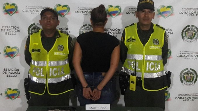 Mujer capturada con un kilo de marihuana en Niquía.