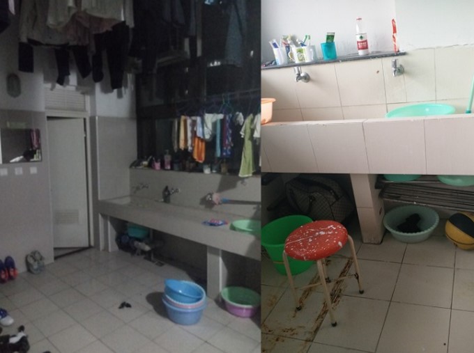 Dormitoprios y baños de empresa en china Pegatrón, lugar donde ensamblan iPhones/ Propiedad de Dejian Zeng