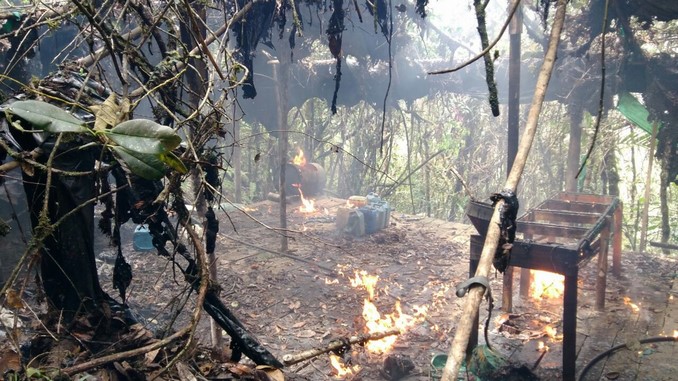 Laboratoio para el procesamiento de cocaína destruido en El Carmen de Viboral.