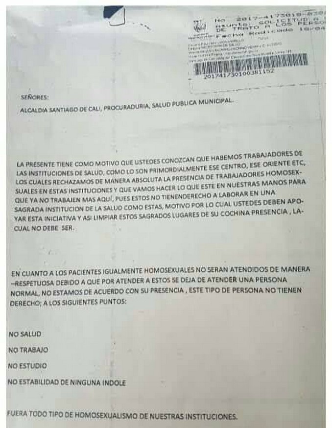 carta hospitales cali