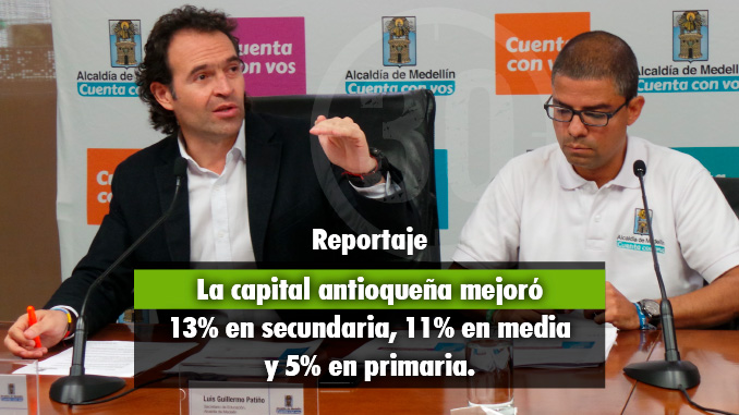 Federico Gutiérrez - Alcalde de Medellín y Luis Guillermo Patiño - Secretario de Educación Medellín. Foto/Minuto30
