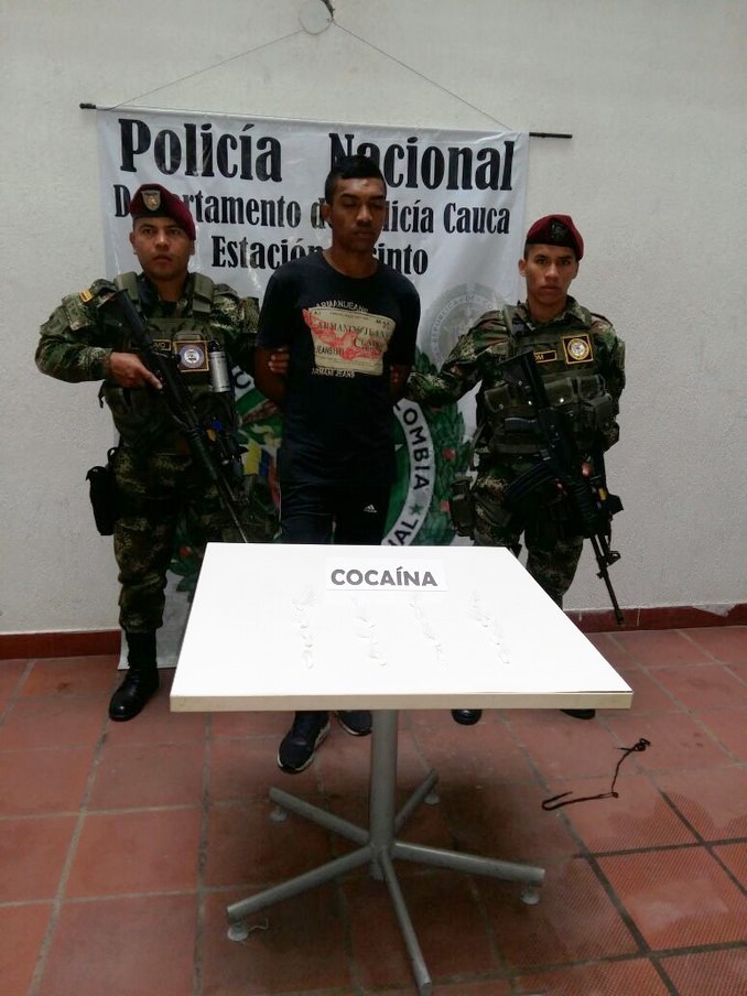 Lo cogieron con 15 kilogramos de cocaína en Miranda, Cauca