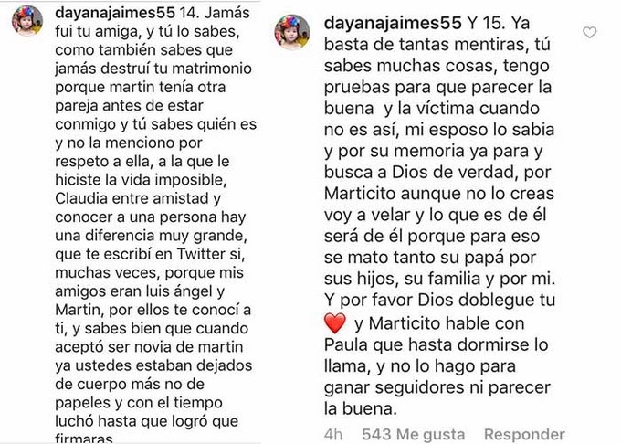 Comentarios de Dayana Jaimes a Caya Varón/ Tomadas de Tv y Novelas desde @cayavaron