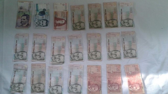 Dinero incautado en San Javier.