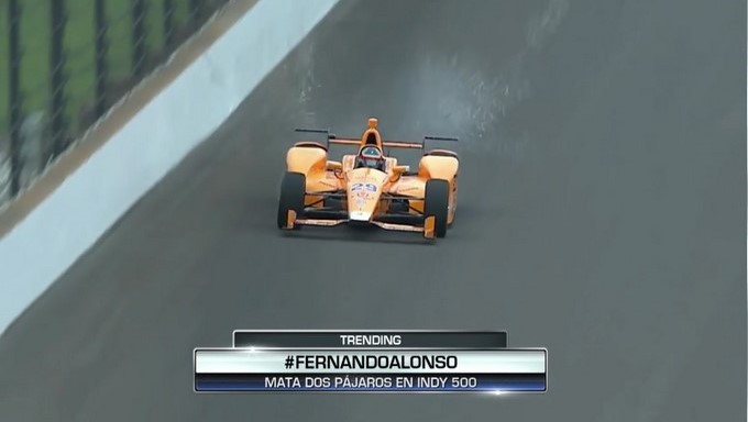El piloto español Fernando Alonso, impacta con dos pájaros/ Captura tomada de Youtube: Univision Deportes