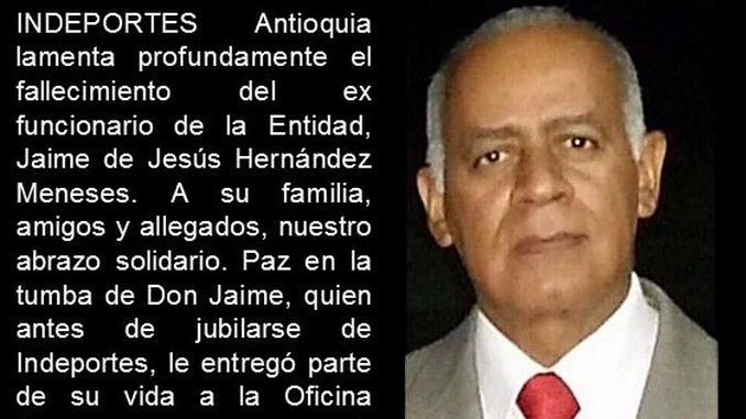 Indeportes lamentó la muerte de Jaime Hernández.