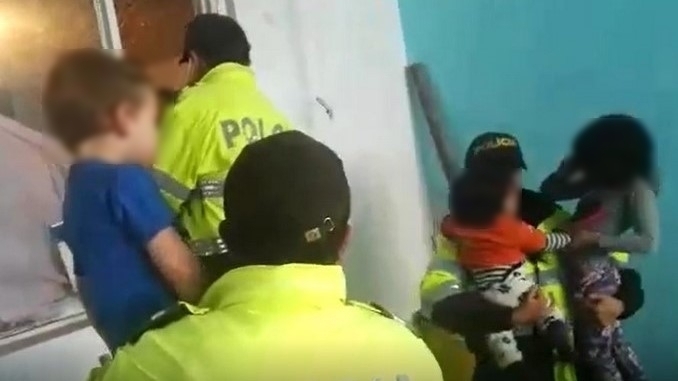 Menores rescatados en Bogotá.