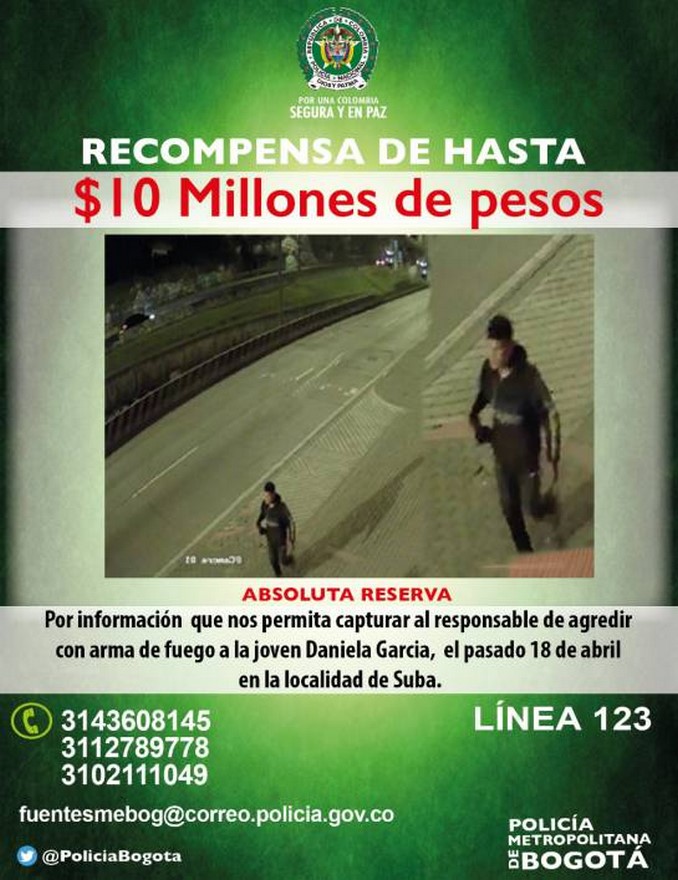 Recompensa agresor estudiante de Bogotá
