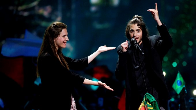 Salvador Sobral (R) from Portugal performs with his sister after he won the Grand Final of the 62nd annual Eurovision Song Contest (ESC) at the International Exhibition Centre in Kiev, Ukraine, 13 May 2017. (Ucrania) EFE/EPA/SERGEY DOLZHENKO