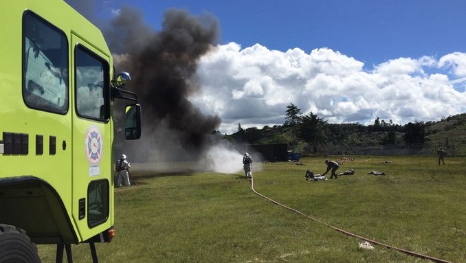 Realizan simulacro de accidente aéreo en el aeropuerto José María Córdova