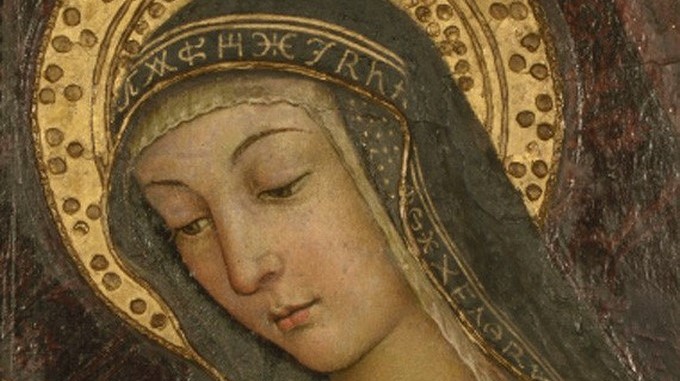 Fotografía facilitada por Zètema Progetto Cultura, del retrato de la Virgen que Pinturicchio pintó en el siglo XV para el papa Alejandro VI Borgia en el Vaticano y del que se dijo que representaba a la amante del pontífice, expuesto desde hoy en los Museos Capitolinos de Roma. EFE