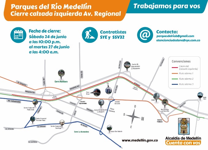 Habrá cierre en la avenida Regional por obras de Parques del Río