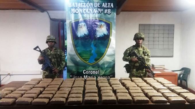 Ejército incautó 50 kilos de marihuana en zona rural de Corinto